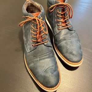 Blue leather ankle boots men 10